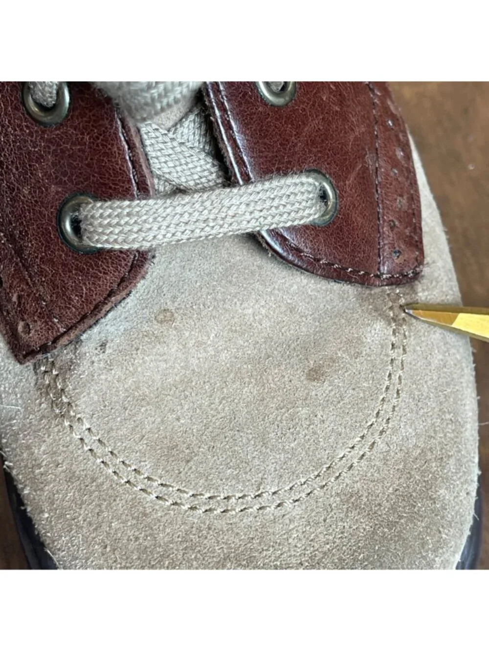 Stride‎ Rite Leather Oxford Shoes Boys Size 10M Tan Brogue Detailing Lace Up